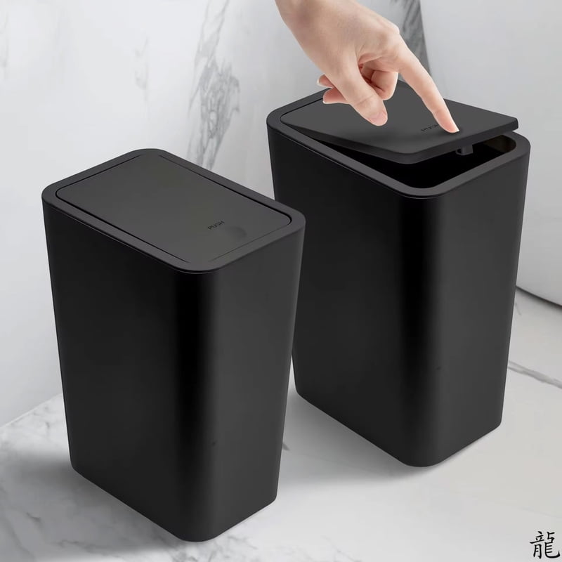 Bathroom Trash Can-10L Small Garbage Can with Press Top Lid for Toilet,Bedroom,Living Room – Plastic Wastebasket with Pop-up Lid