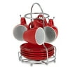 Imusa 8-Piece Espresso Set with Rack in Red