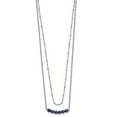 thumbnail image 2 of 7mm Stainless Steel Polished 2-strand Lapis Beaded With a 1 Inch Extension Necklace 16.5 Inch Strand Necklace for Women, 2 of 2