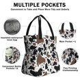 thumbnail image 3 of Cow Print Pattern Drawstring Insulated Lunch Bag for Women, Stain-Resistant Large Lunch Tote with Multi-Pockets for Work Office, 3 of 6