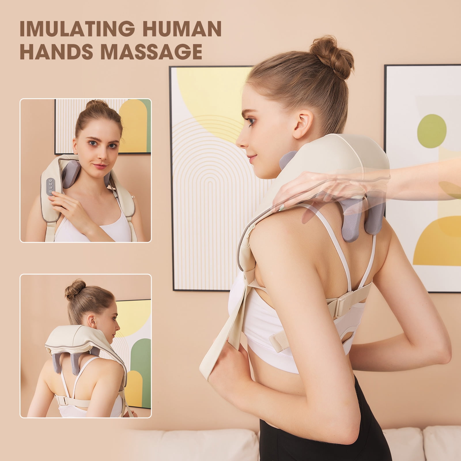SNOW DEER Neck Massager, Shiatsu Back Shoulder and Neck Massager with Heat Electric Shoulder