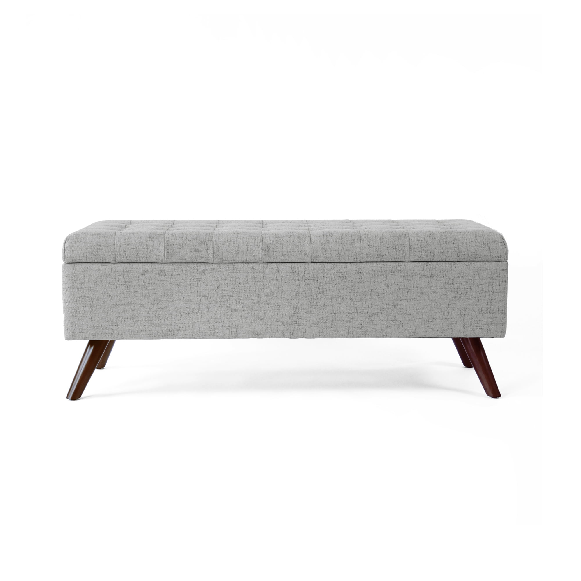 HomePop Modern Tufted Storage Bench, 48"W x 16.25"D x 18.5"H, Gray