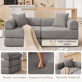 thumbnail image 5 of Modular Sofa Bed for Small Spaces, Convertible Corduroy Sofa Bed with Removable Armrests, No Assembly Required Folding Mattress Couch for Apartments, 2-Seater, Dark Gray, 5 of 18
