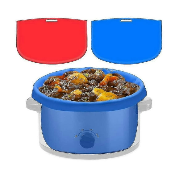 2 Pack Slow Cooker Liners - Reusable Cooker Divider, Silicone Cooking Bags Fit 6 Quarts Pot (red+bl