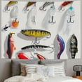 thumbnail image 2 of Orinice Fishing Lures Hook Digital Rendering Tapestry Wall Hanging Unique Style Graphic Design for Home Wall Decor Living Room Bedroom Apartment Dorm 60x50inch, 2 of 6