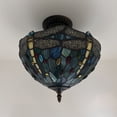 thumbnail image 5 of Enjoy Decor Lamps Tiffany 12-Inch 2-Light Bronze Ceiling Light with Stained Glass Bowl, 5 of 6