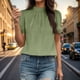 thumbnail image 2 of Camiseta holgada de manga corta lisa para mujer: gasa con pompones, cuello redondo, abertura en la espalda, tallas S-XL, ideal para combinar con vaqueros o leggings., 2 of 5