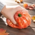 thumbnail image 6 of Halloween Pumpkin Squishy Toy with Glitter Design and Slow Rising Feature, Single Piece, Orange with Green Hobby, for Kids and Adults, Relaxation Squeeze Toy, 6 of 6