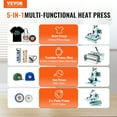thumbnail image 2 of VEVOR Heat Press Machine, 12 x 15 inch, 5 in 1 Heat Transfer Machine with 30 oz Tumbler Press, 360° Swing Away T-Shirt Pressing, Digital Precise Control, for T-Shirts/Mugs/Hats/Plates, Green, 2 of 9