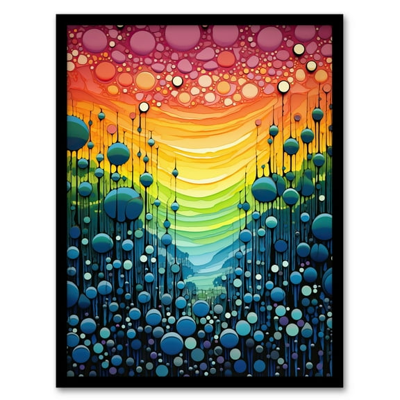 Rainbow Bubbles Abstract Colourful Painting Artwork Bold Vibrant Art Print Framed Poster Wall Decor 12x16 inch