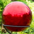 thumbnail image 2 of Plow & Hearth Stainless Steel Gazing Ball Red, 2 of 2