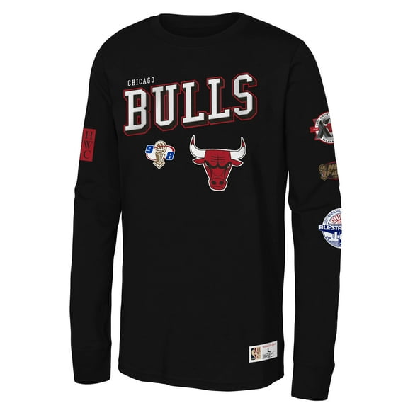 Youth Mitchell & Ness Black Chicago Bulls Hardwood Classics Training Camp Long Sleeve T-Shirt