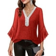thumbnail image 6 of Mifsaly Christmas Sequin Tops for Women Party Ruffle 3/4 Sleeve Elegant Glitter Top Loose Tunic Xmas V-Neck Holiday Blouse 2025 Work Festival Dressy Casual Outfit, 6 of 9