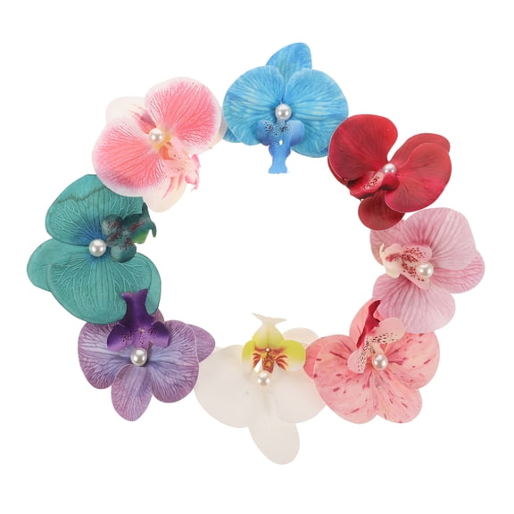 OULII 8pcs Hawaiian Flowers for Hair Hair Flower Clips in Pink for Luau Parties