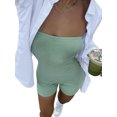 thumbnail image 1 of xiaxaixu Women Solid Color Knit Playsuits Wrap Chest Strapless Boat Neck Backless High Waist Yoga Skinny Short Jumpsuits Rompers, 1 of 4