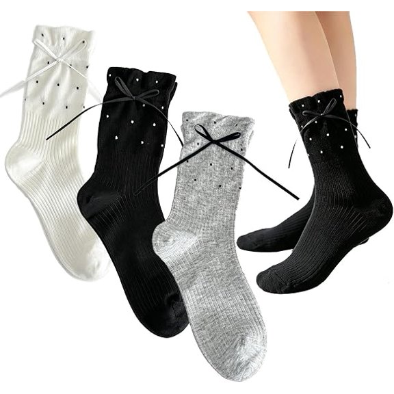 Polka Dot Socks for Women Spring Summer Thin Invisible Socks With Bow | Cotton Breathable Fashion Preppy Coquette Cute Bow Socks Athletic Running Cut Socks