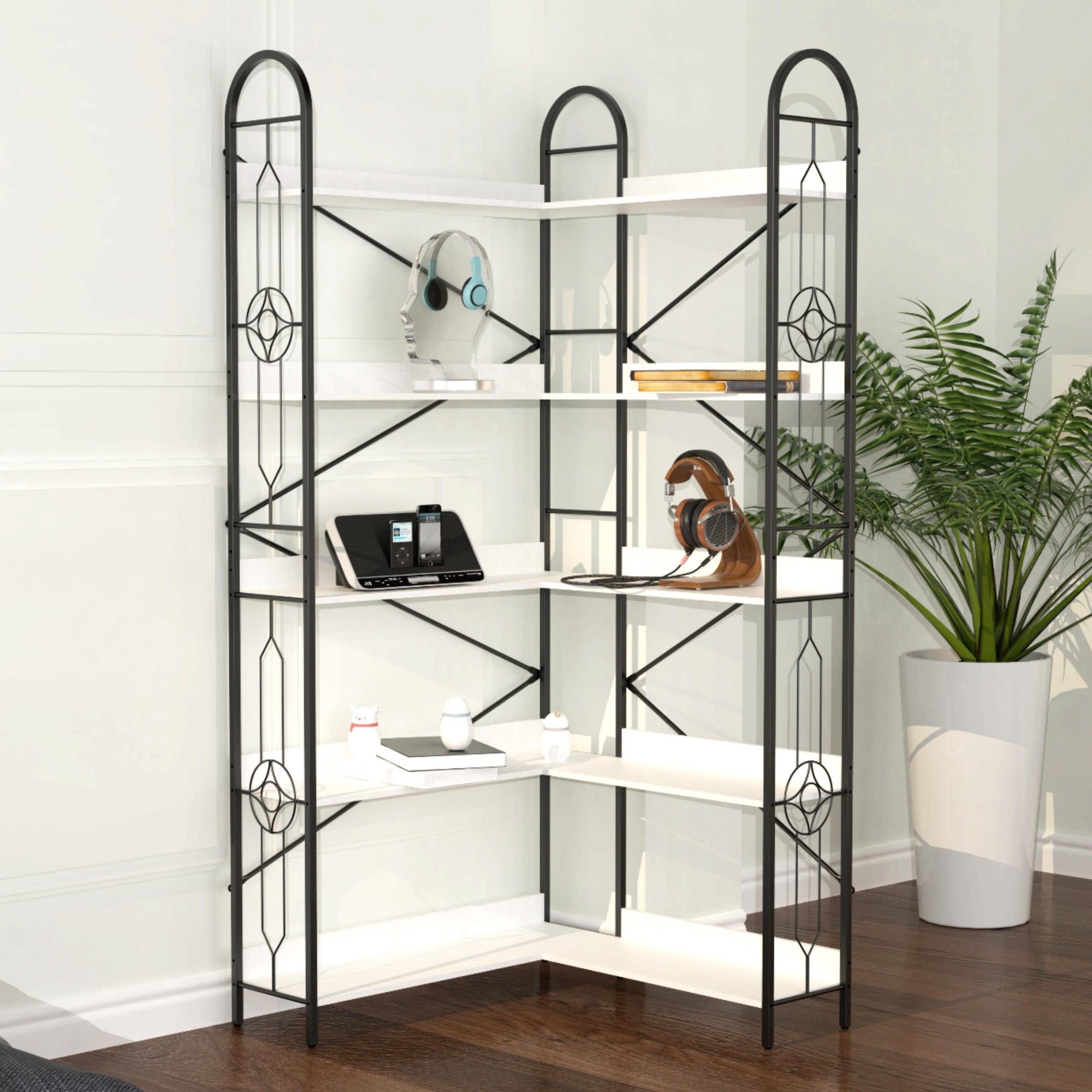 HONGOUZWL 6-Tier Corner Shelf With LED Lights – 66 Inch Steel Frame Display Stand For Living Room, Bedroom, Study - View #9
