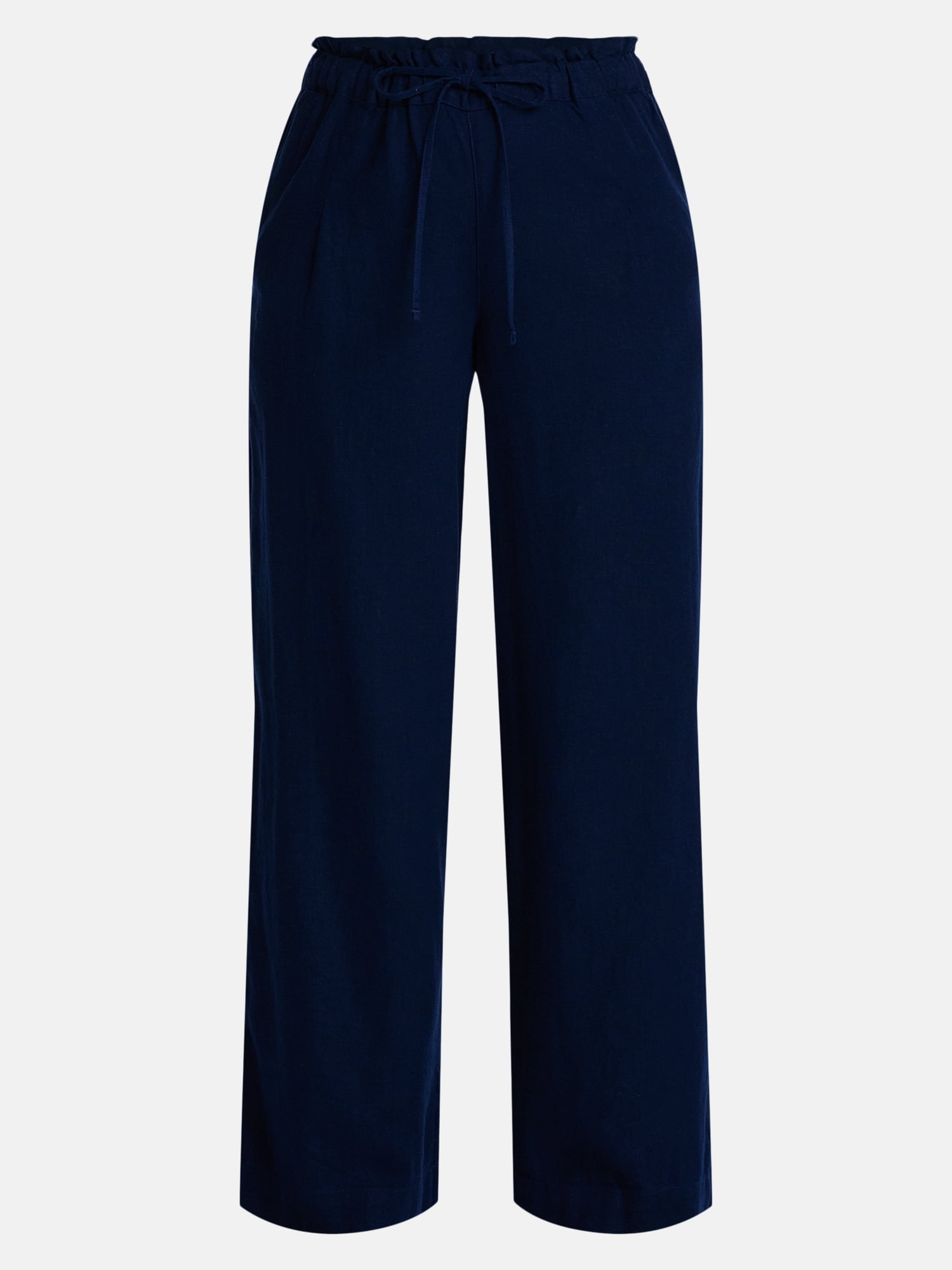 Time and Tru Women's Wide Leg Linen Blend Pants, Sizes XS-4X