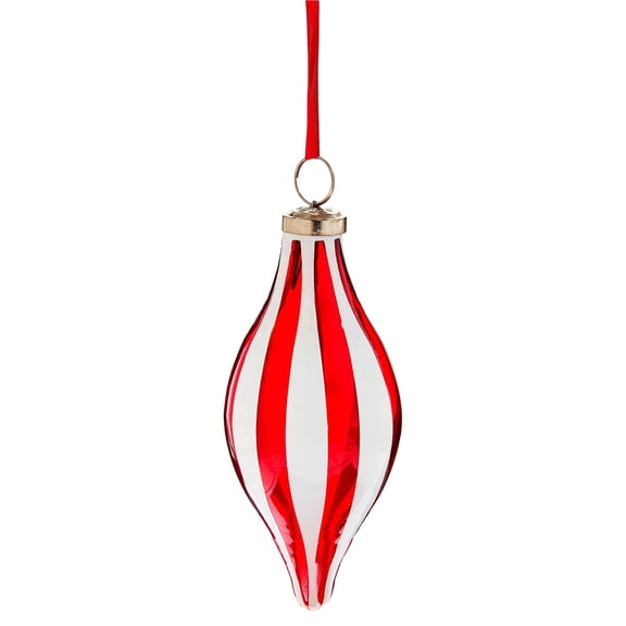 Red and White Glass Finial Christmas Ornament, 7", by Holiday Time