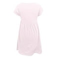 thumbnail image 4 of AOMPMSDX Ladies Round Neck Short Sleeve Solid Color Loose Slim Mid Length Dress Pink XL, 4 of 5