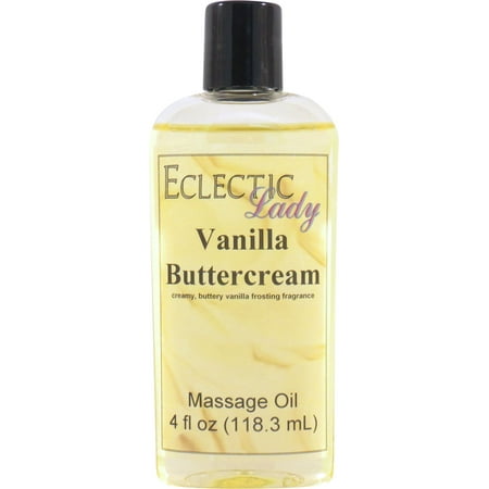 Vanilla Buttercream Massage Oil by Eclectic Lady, 4 oz, Sweet Almond Oil and Jojoba Oil