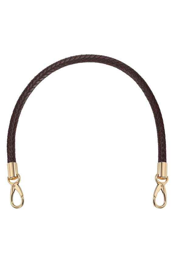 Braided Purse Strap, 65cm 25.6" PU Leather Shoulder Purse Strap for Handbag Bag Handle Replacement for DIY Making Handbag Underarm Bag, Dark Coffee (Light Gold Buckle)