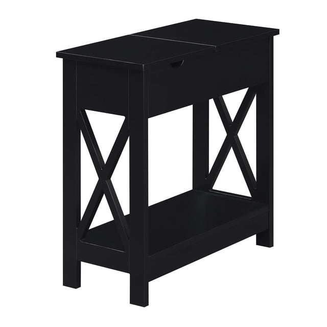 Mesa auxiliar Oxford Flip Top con estación de carga y estante Convenience Concepts S25-131