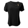thumbnail image 4 of Olyvenn Tops for Women Summer Petal Short Sleeve Blouses Shirts Asymmetrical Neck Cute Eyelet Tees Boho Tunic Tees Black XXXXXL, 4 of 5