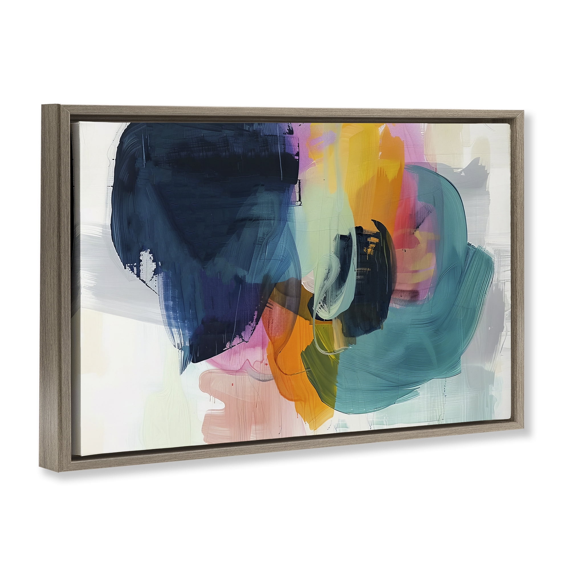 Stupell Industries Bold Hue Paint Strokes Abstract Painting Brown Floater Framed Canvas Art Print Wall Art, 25 x 17