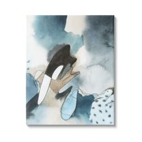 Stupell Industries Fluid Blue Geometric Shapes Abstract Paint Scribbles Painting Gallery Wrapped Canvas Print Wall Art, Design by Grace Popp