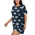 thumbnail image 2 of Kdxio Cartoon Swan Print Pajamas Sets for Women Short-Sleeved Pjs with Lounge Shorts Two Piece Sleepwear S-4XL, 2 of 5
