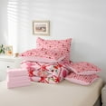 thumbnail image 5 of Manfei Girly Pink Bow-tie Bedding Comforter Set 7-Piece, Cartoon Fruit Strawberry King Bedding Sets, Kawaii Floral Reversible Bed Sheets, Super Cozy Room Decor, 5 of 7