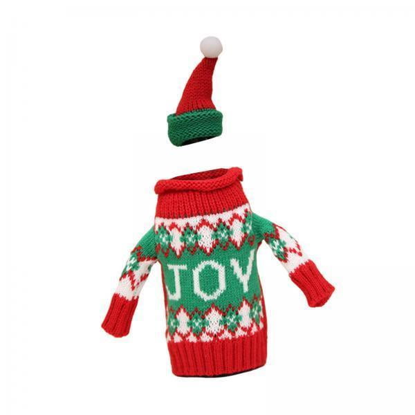 funda para botella de Navidad,cubierta para botella de vino de Navidad,sombrero decorativo,suéter hecho a mano para botella de vino,decoración para fiesta,suministros de decoración navideña
