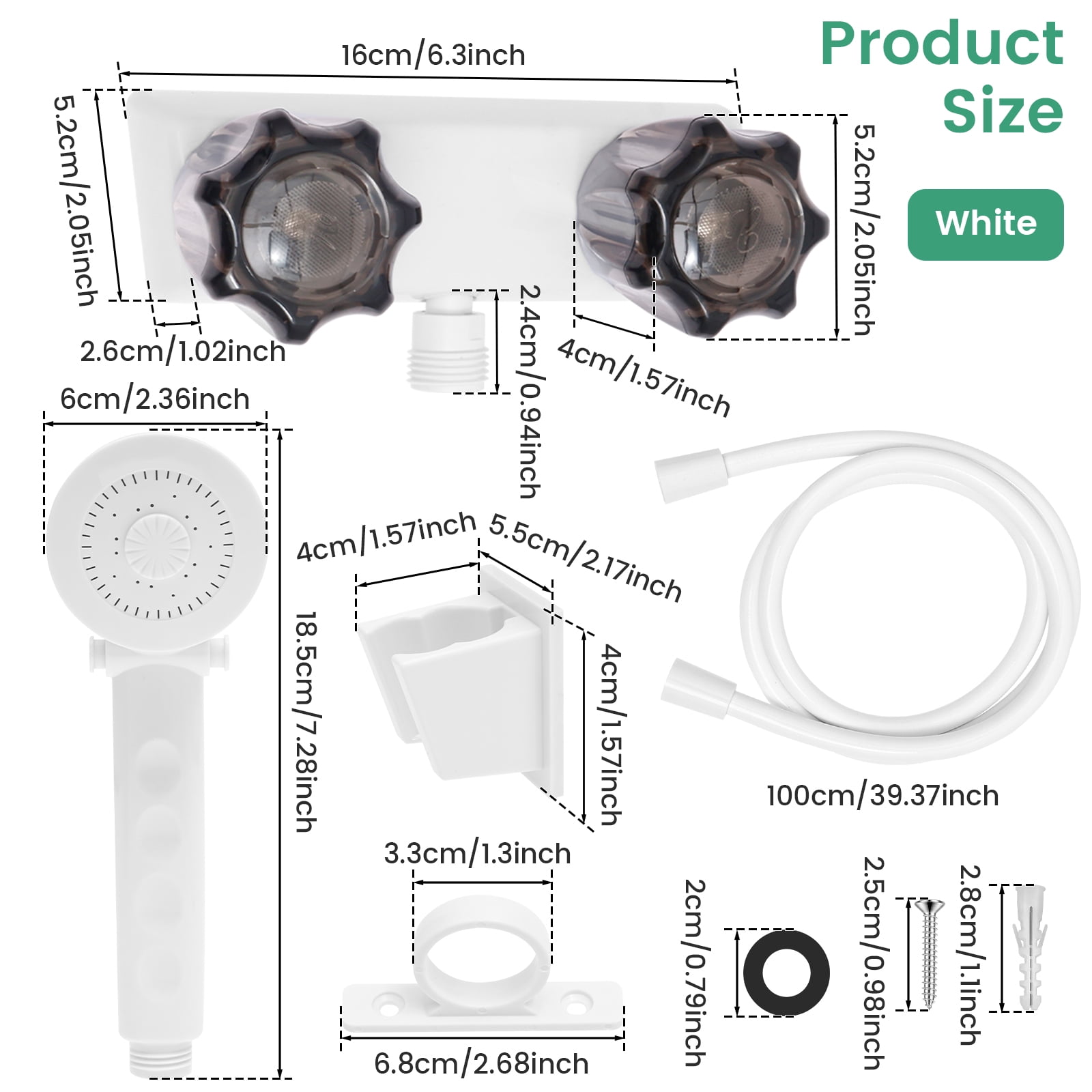 RV Shower Faucet with Handheld Showerhead and Hose 4" Metal Shower Set Leak Resistant for RV Camper Motorhome Travel Trailer (Indoor/Outdoor Use)