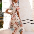 thumbnail image 3 of Robe d'Été à Imprimé Floral pour Femmes Robe à Manches Courtes Robe Moulante Robe de Plage Robe de Soleil Robe Chemise, 3 of 4