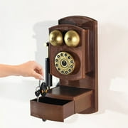 Rotary Dials Phone Antique Landline Telephone with Storage Box Wall Decors for Home Retro Creative Phone Model