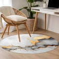 thumbnail image 4 of Abstract Marble Texture Round Rugs for Living Room 4ft Grey White Gradient Gold Crack Art Non Slip Circle Rug Washable Low-Profile Indoor Carpet for Bedroom, Dining Room, Bathroom, 4 of 9
