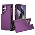 thumbnail image 2 of Compatible with Samsung Galaxy S23 Ultra Crossbody Wallet Phone Case,RFID Blocking PU Leather Shockproof Phone Case Women Men Kickstand flip Back Wrist Strap Zipper Credit Card Holder Slots,Darkpurple, 2 of 8