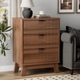 thumbnail image 3 of FANRAL Fluted 3 Drawer Nightstand,Modern Bedside Table with Anti-Tip Safety Design,Wood End Table for Bedroom Living Room,Walnut Night Stand, 3 of 7