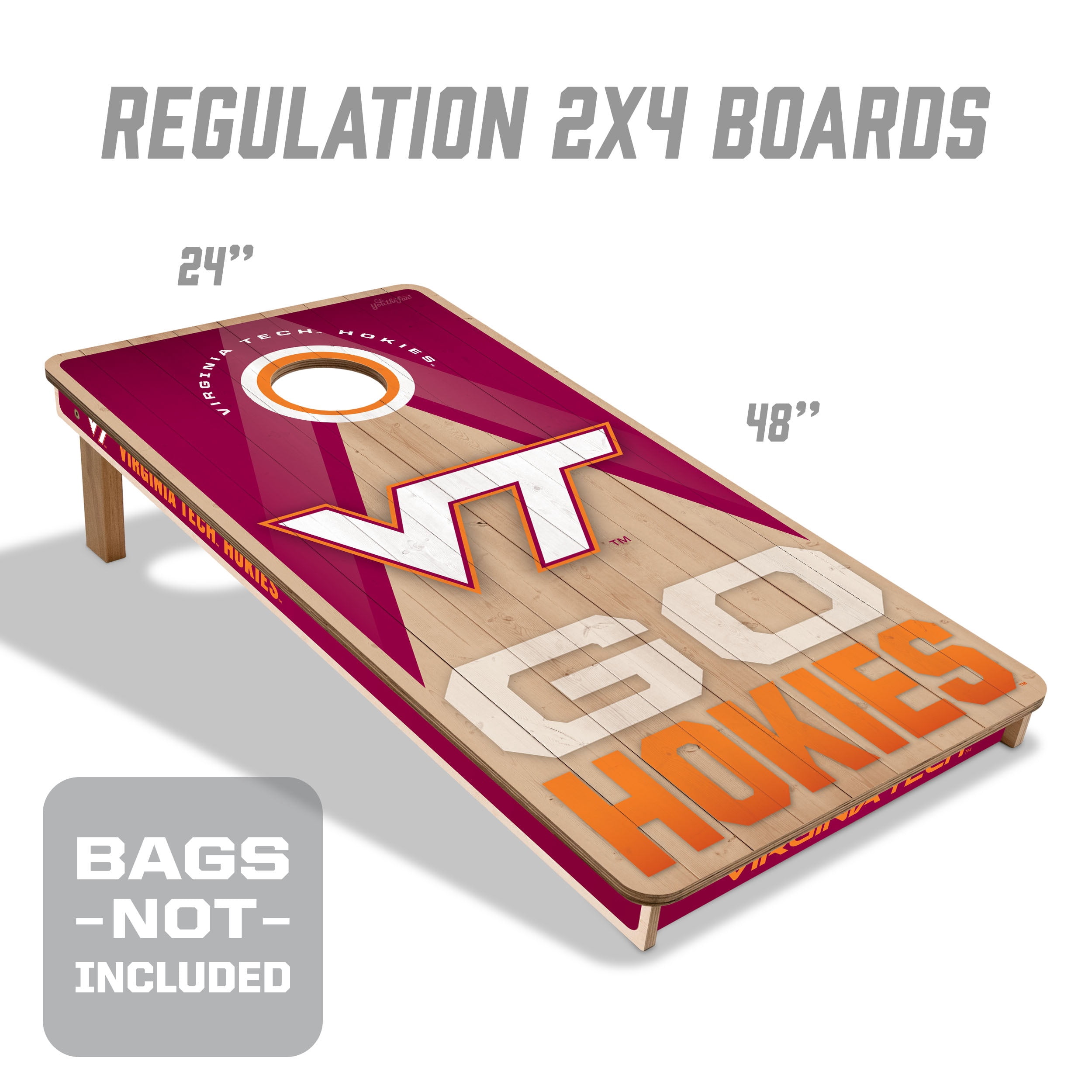YouTheFan NCAA VA Tech Hokies 2X4 Slogan Series Cornhole NO BAGS