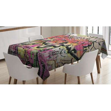 

Urban Graffiti Tablecloth Wild Style Complex Creative Surreal Worlds of Graffiti Comics and Paintings Rectangular Table Cover for Dining Room Kitchen 52 X 70 Inches Multicolor by Ambesonne