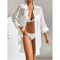 thumbnail image 6 of MLDRA Womens Bathing Suit Cover up Swimsuit Beach Bikini Cover Up Loose V-Neck Swimwear Button Down Shirt Dress White, 6 of 6