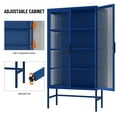 thumbnail image 2 of Double Glass Door Storage Cabinet,Storage Cabinet with Adjustable Shelves and Feet,Cold-Rolled Steel Sideboard Buffet Cabinet for Living Room Kitchen,Blue, 2 of 7