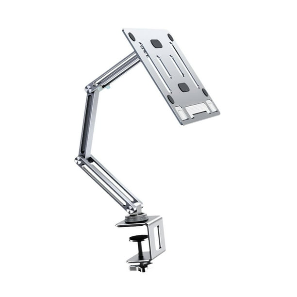 Soporte para tableta, abrazadera de escritorio, accesorios de aleación de aluminio para ver películas, Base giratoria de 360 °, soporte plegable para Plateado 3 Brazos