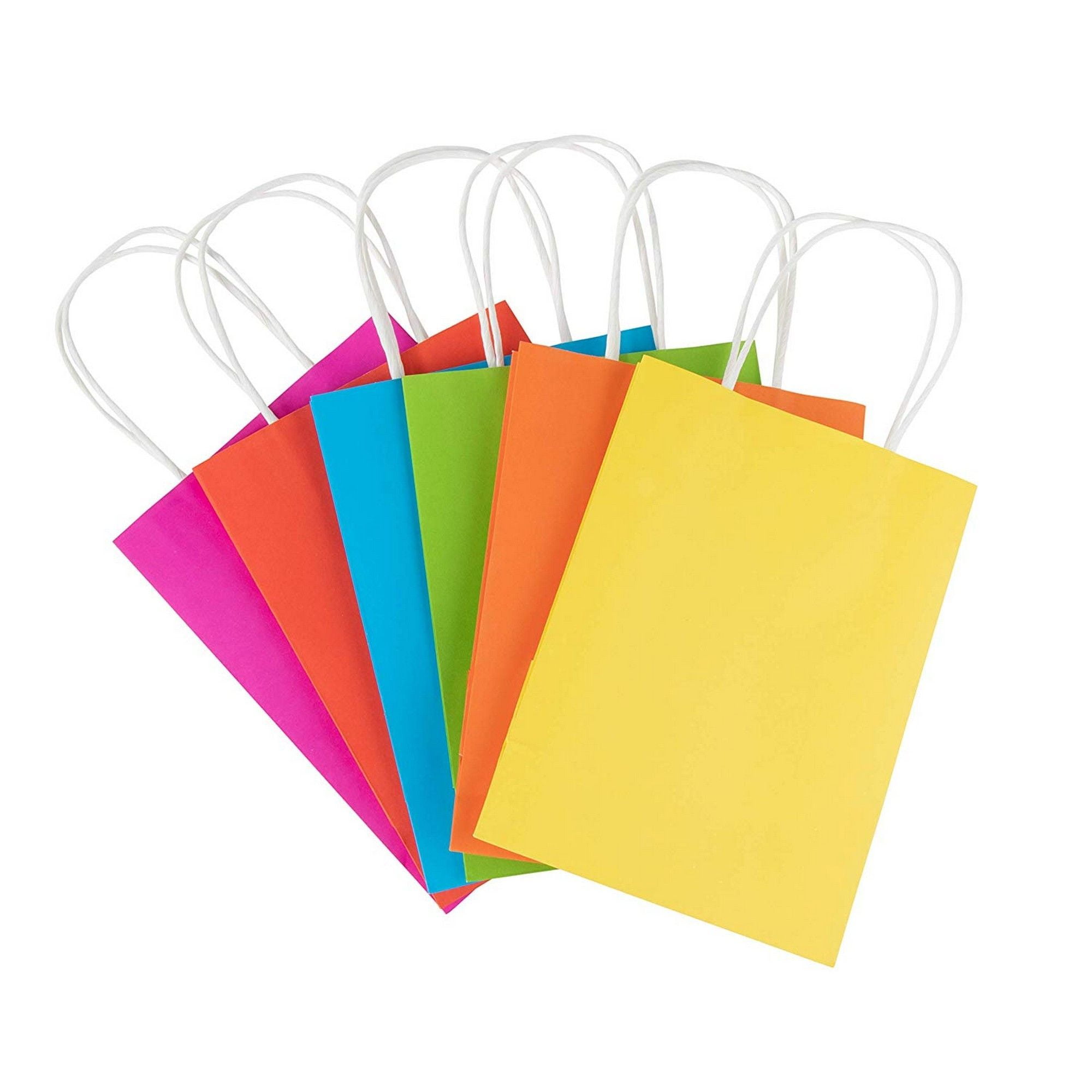 24Pack Gift Bags Neon Colored Bulk Gift Bags with