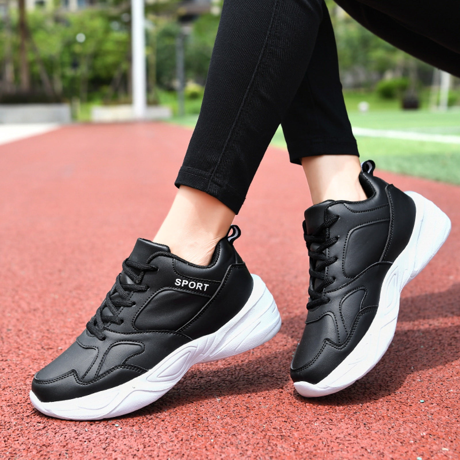 Leather running shoes womens clearance