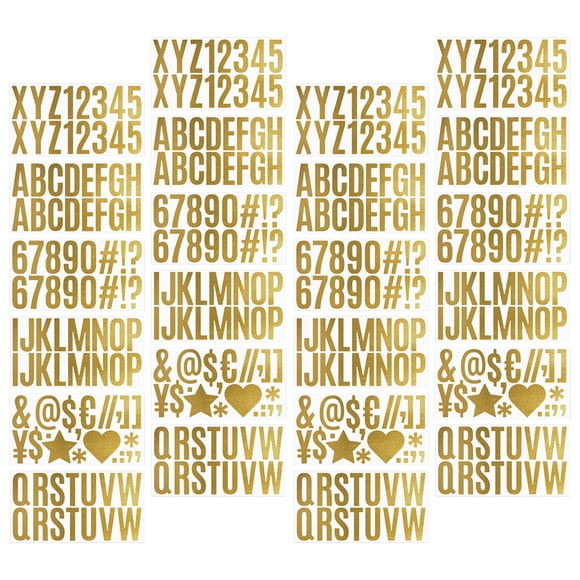 HONMEET 4Sets Golden Letter Number Stickers Vinyl Adhesive DIY Scrapbook Supplies for Journals and Craft Projects