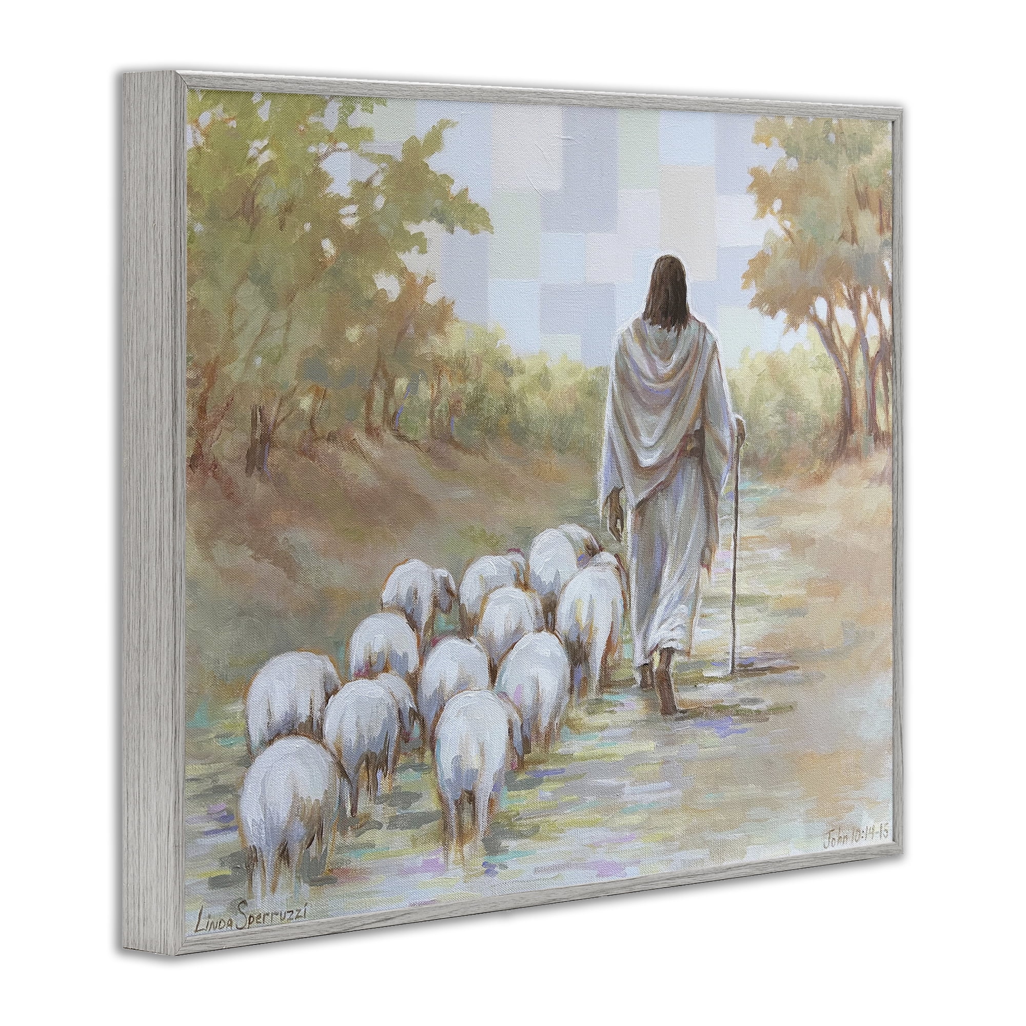 Stupell Industries Lead On Good Shepherd Gray Framed Giclee Art, design by Linda Sperruzzi