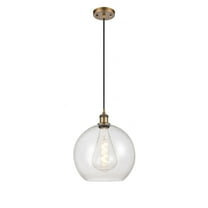 516-1P-WPC-G124-12 Innovations Lighting Ballston Athens 1 Light 12" Cord Hung Mini Pendant Brushed Brass/Seedy