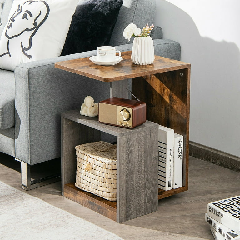 Gymax 3 Tier Sofa Side End Table Storage Shelf Accent Compact for Living Room Bedroom Walmart